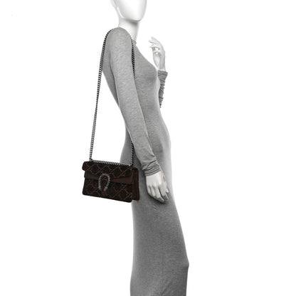 Gucci Velvet Moon Calfskin Crystal GG Monogram Small Dionysus Shoulder Bag Brown Vintage Cocoa Black Diamond 2 of 11