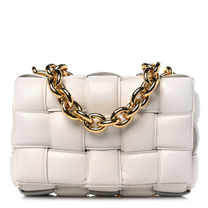Bottega Veneta Lambskin Maxi Intreccio Padded Chain Cassette Crossbody Bag Chalk 1 of 9
