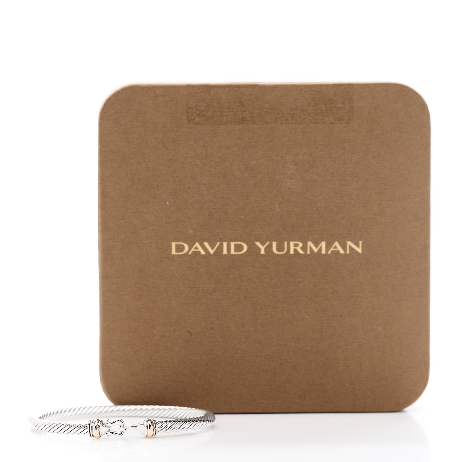 David Yurman Sterling Silver 18K Rose Gold 4mm Cable Classic Buckle Bracelet 5 of 5