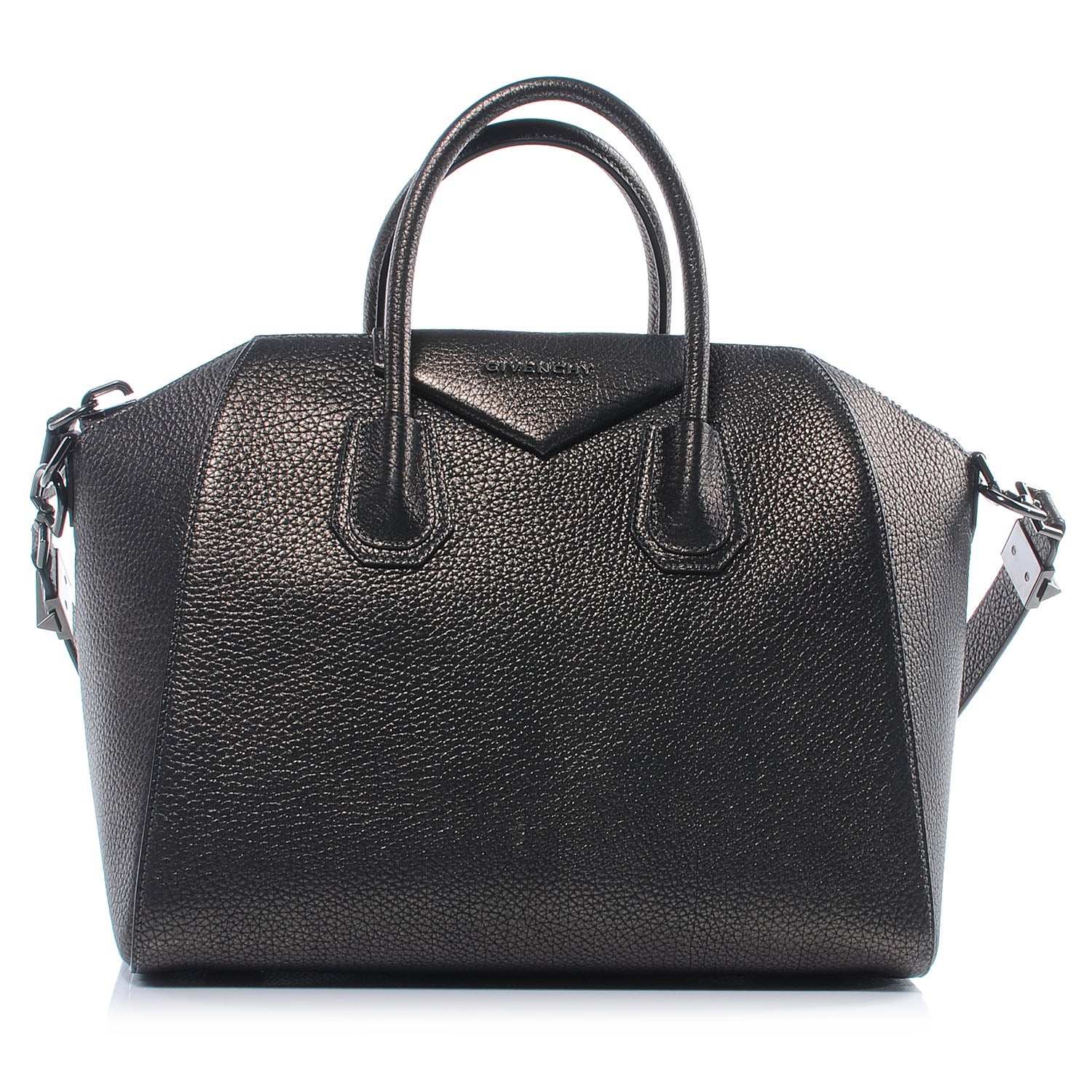 Givenchy Grained Goatskin Metallic Antigona Medium Gunmetal 1 of 8