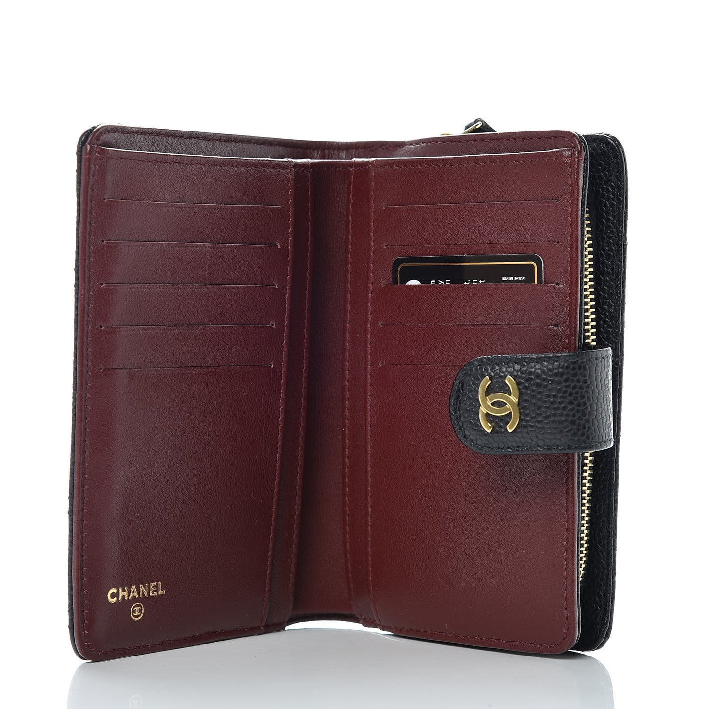 Caviar Quilted Zipped Pocket Wallet Black