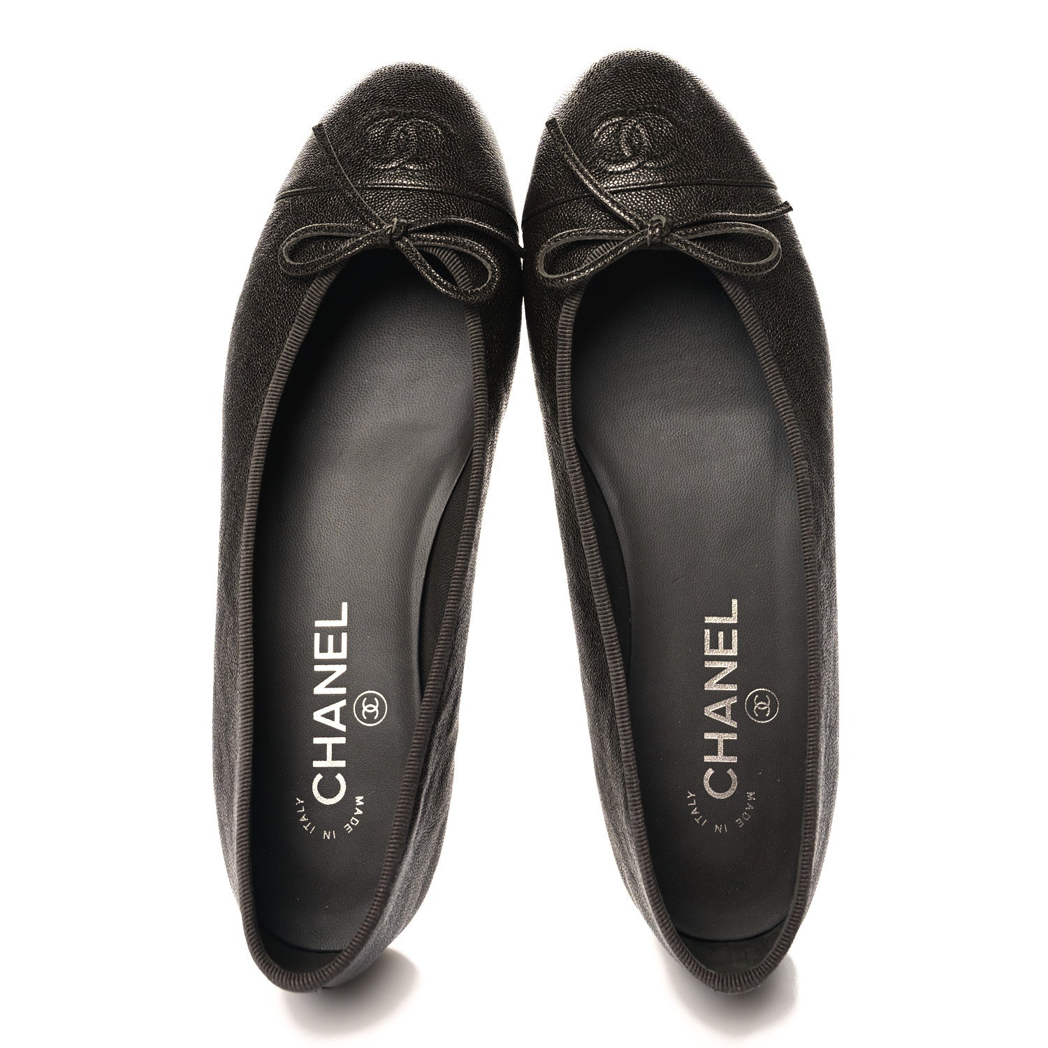 Chanel Caviar CC Cap Toe Ballerina Flats 38.5 Brown 2 of 9