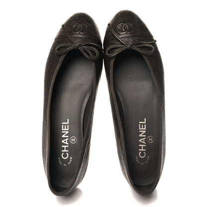 Chanel Caviar CC Cap Toe Ballerina Flats 38.5 Brown 2 of 9