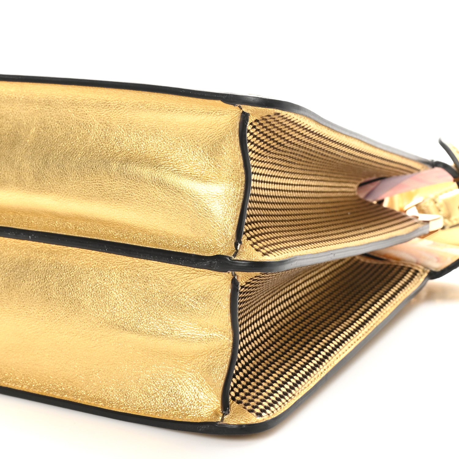 Fendi X VERSACE Vitello Laminato Nappa Perforated Fendace FF Baroque Medium Peekaboo I SEE U Satchel Gold 10 of 10