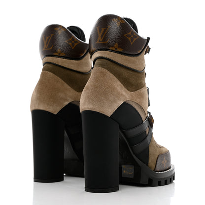 Louis Vuitton Suede Calfskin Monogram Star Trail Ankle Boots 36 Khaki 4 of 7