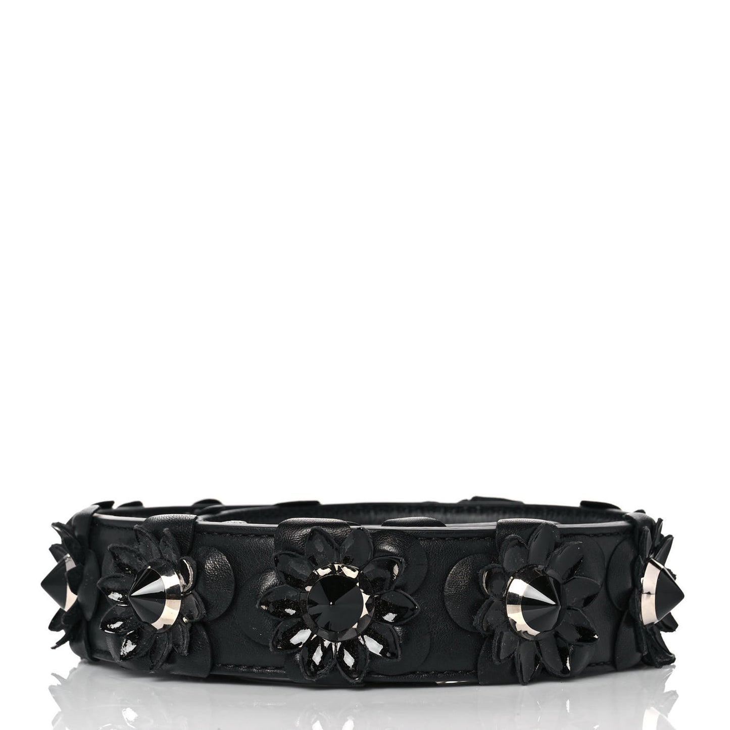 Vitello Dolce Nappa Patent Flowerland Studded Strap You Black