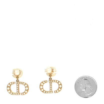 Christian Dior Crystal Pearl Clair D Lune Earrings Gold 2 of 4