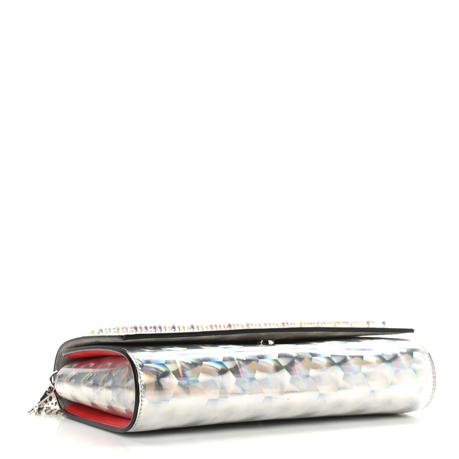 Christian Louboutin Metallic Calfskin Spikes Paloma Clutch Silver 4 of 8