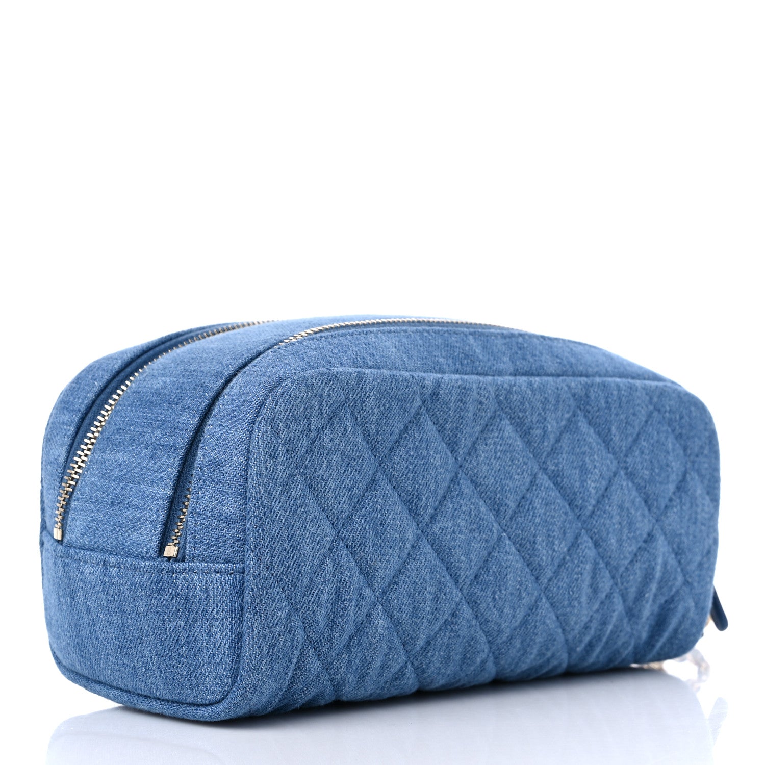 Chanel Denim Quilted Toiletry Case Blue 3 of 10