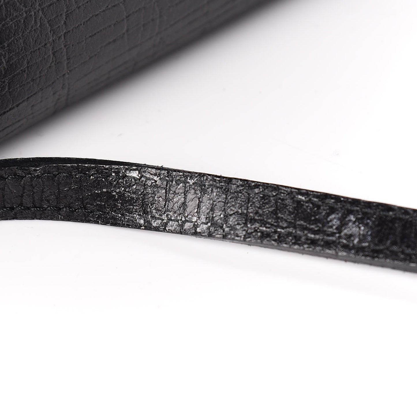 Textured Calfskin Bamboo Bar Clutch Black