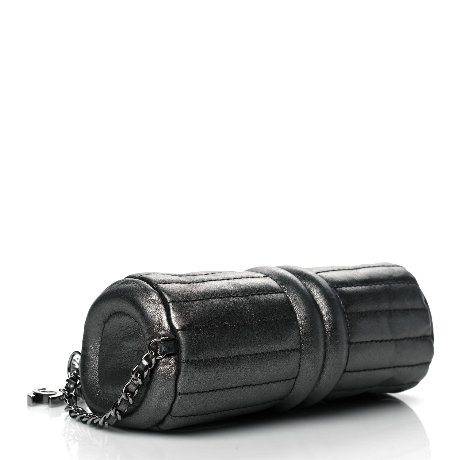 Chanel Metallic Lambskin Horizontal Quilt Pochette Dark Grey 4 of 10