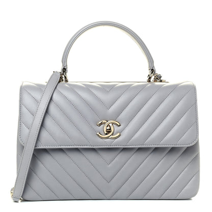 Chanel Lambskin Chevron Quilted Medium Trendy CC Dual Handle Flap Bag Grey 1 of 4
