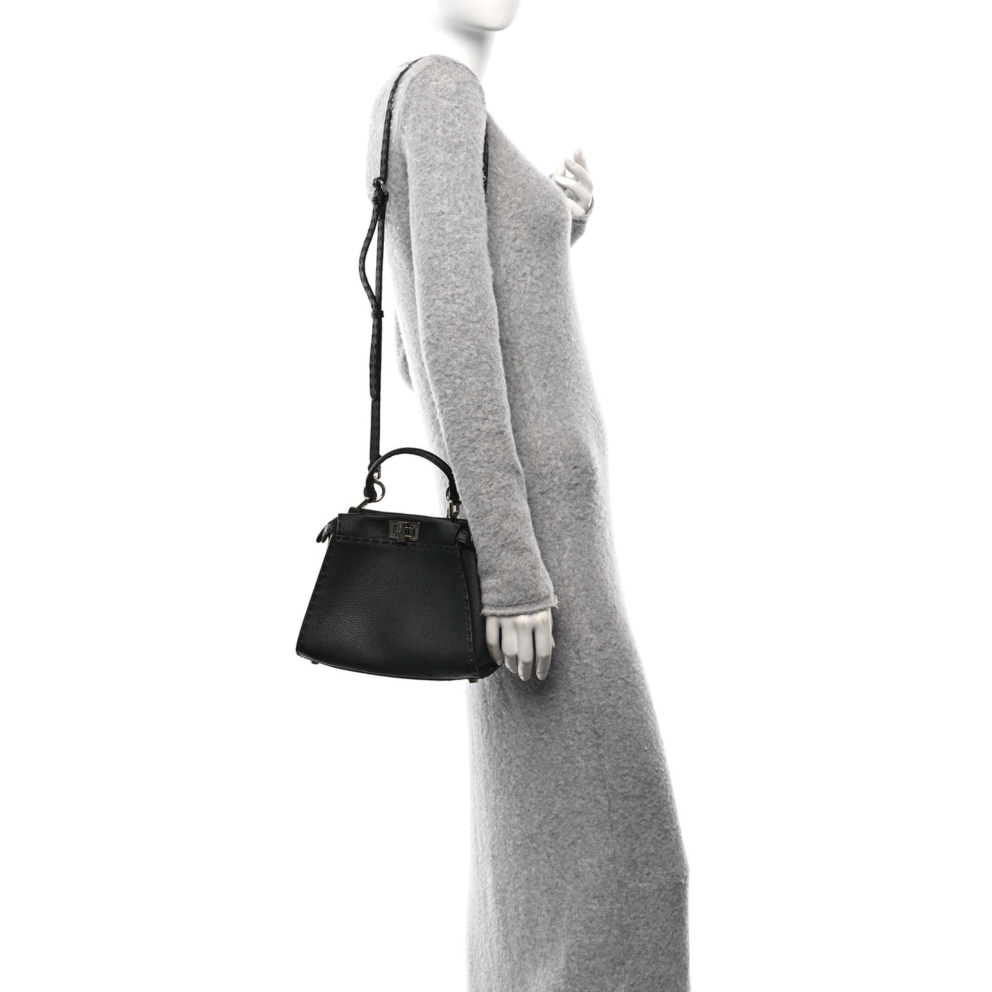 Cuoio Romano Selleria Bi-Color Mini Peekaboo Iconic Satchel Black Mou