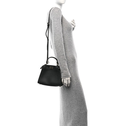 Fendi Cuoio Romano Selleria Bi-Color Mini Peekaboo Iconic Satchel Black Mou 2 of 9