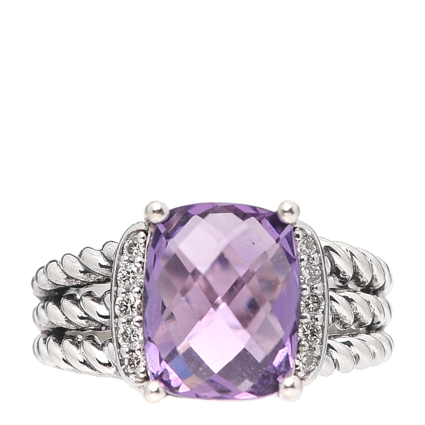 Sterling Silver Diamond Amethyst 10mm Petite Wheaton Ring 47 4