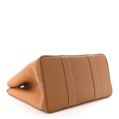 Hermes Toile Militaire Vache Country Verso Garden Party 36 PM Gold Dune Magnolia 4 of 10
