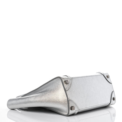 Celine Laminated Lambskin Micro Luggage Silver 3 of 18