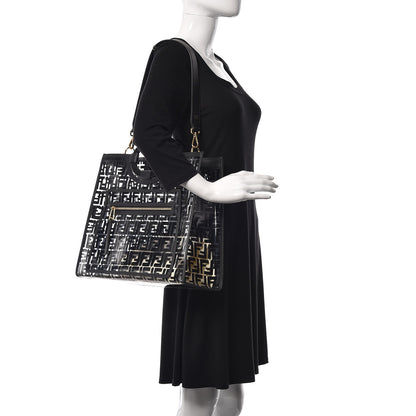 Fendi TPU FF Vitello Century Plexiglass Medium Runaway Shopper Tote Black 2 of 10