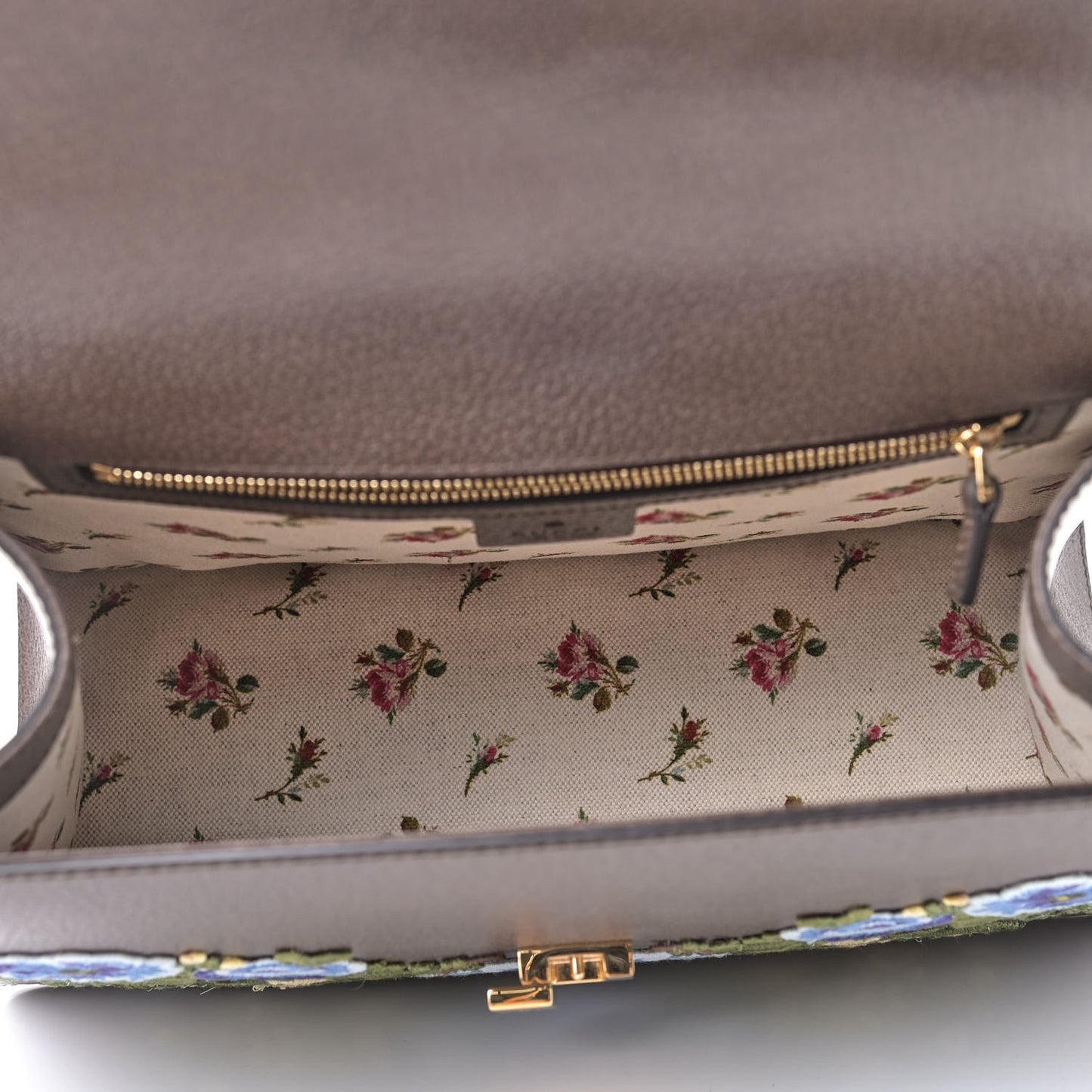 Calfskin Embroidered Medium Sylvie Top Handle Bag New Acero Multicolor