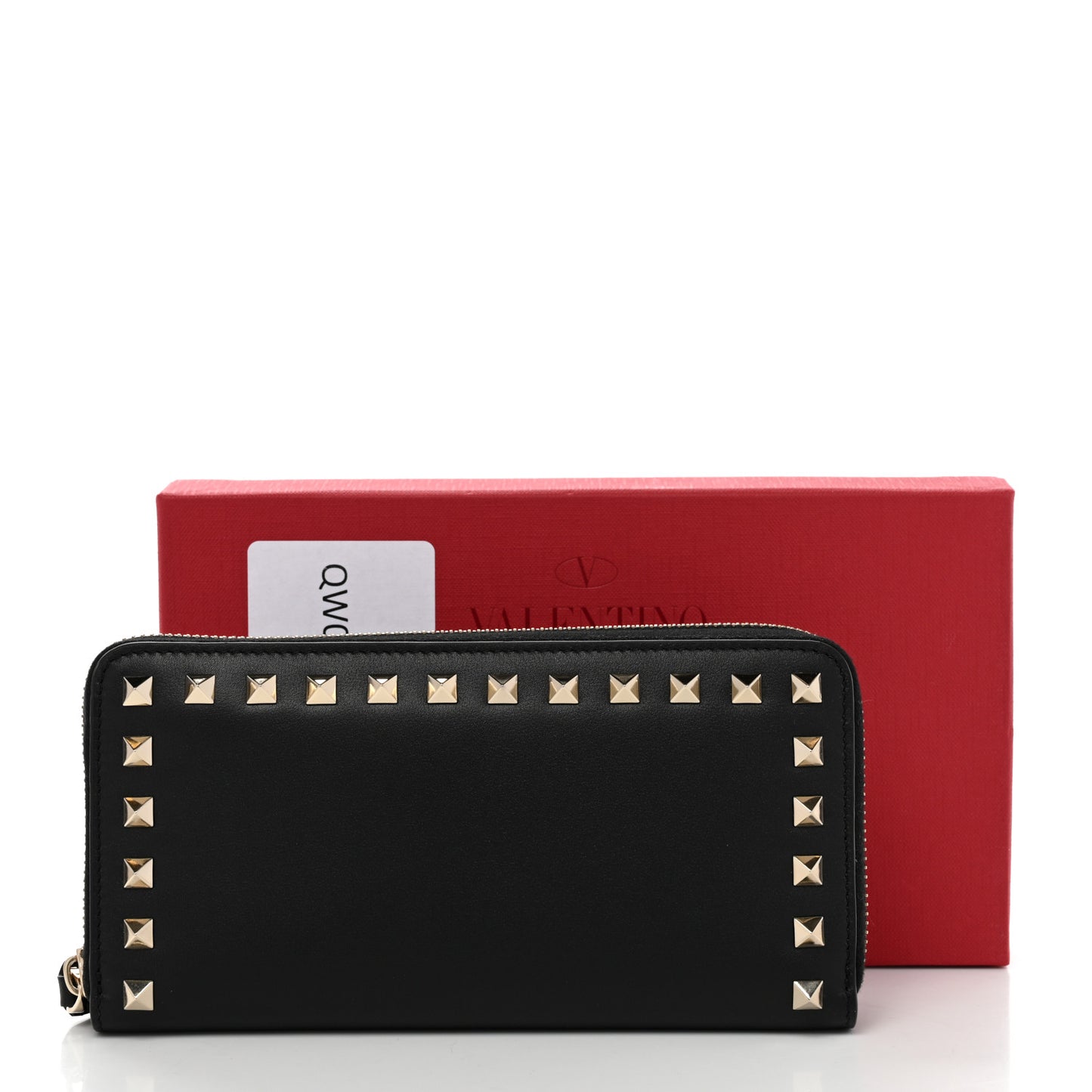 Vitello Rockstud Zip Around Wallet Black