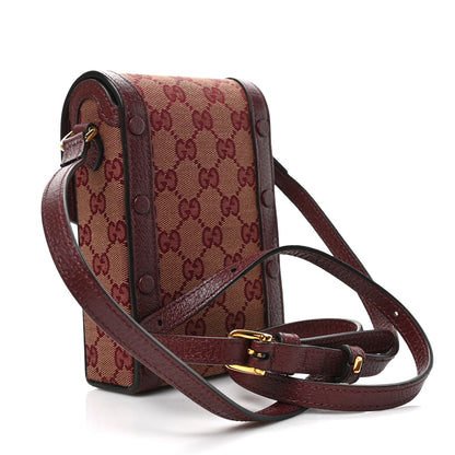 Gucci Monogram Textured Dollar Calfskin Mini Horsebit 1955 Crossbody Bag Sahara Rubino Chardonnay 3 of 15