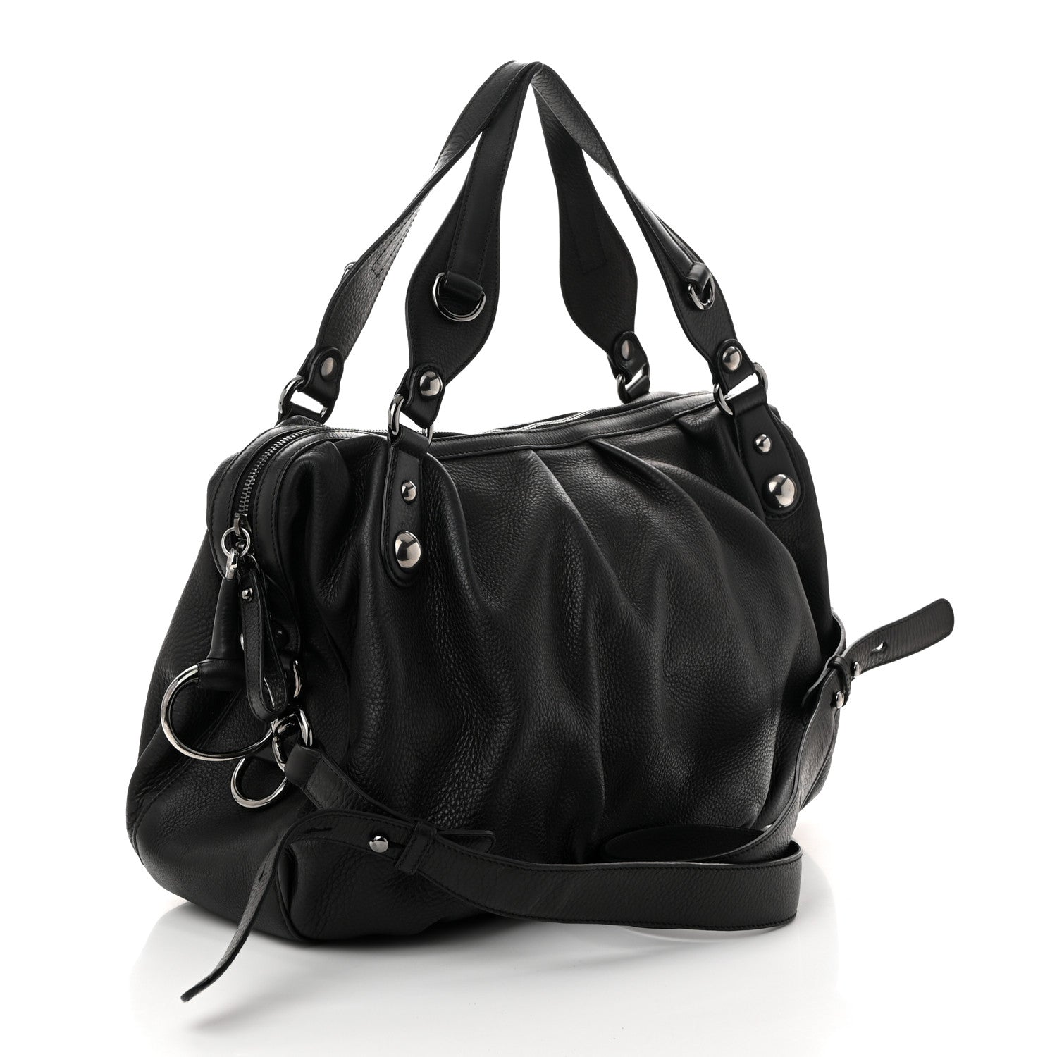 Gucci Calfskin Large Icon Bit Boston Black 3 of 10