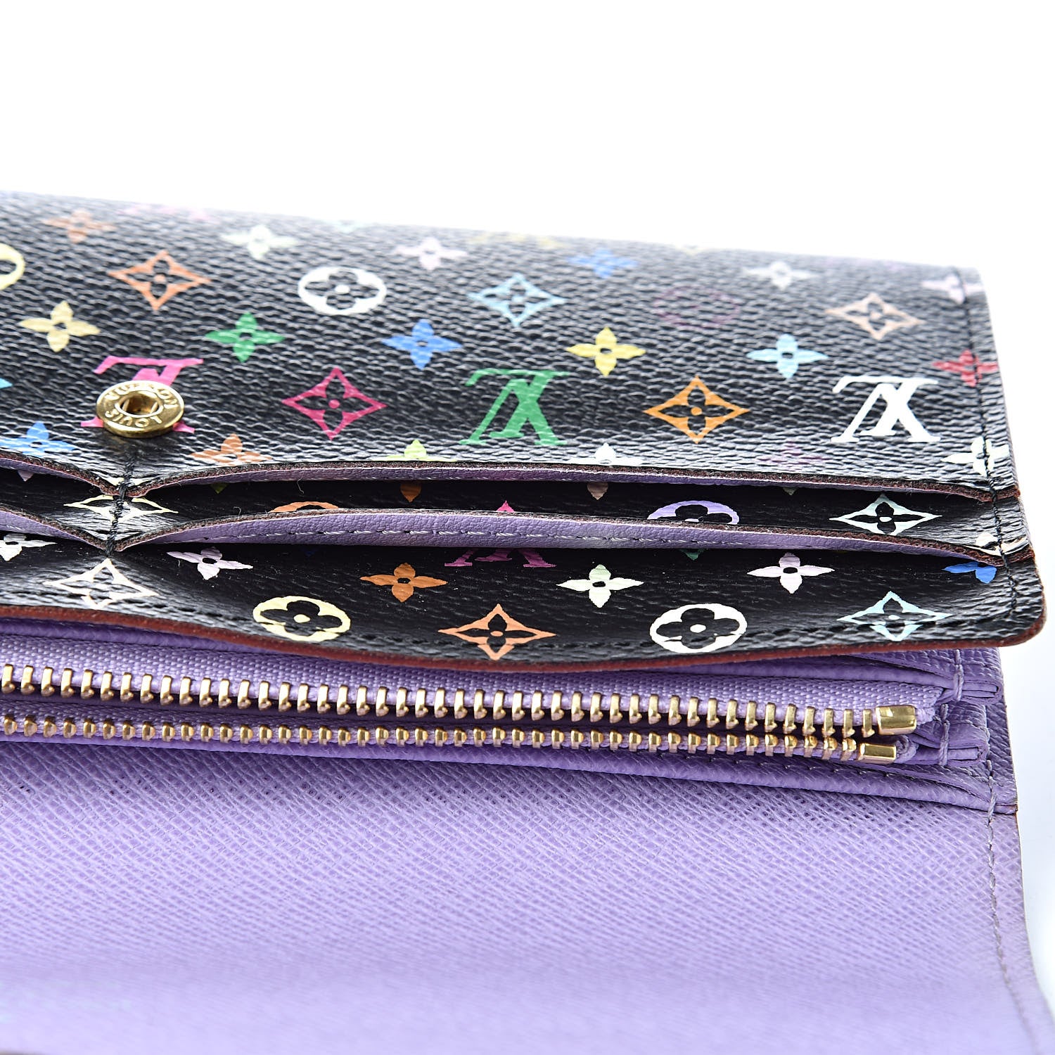 Louis Vuitton Monogram Multicolor Sarah Wallet Black Violet 9 of 10