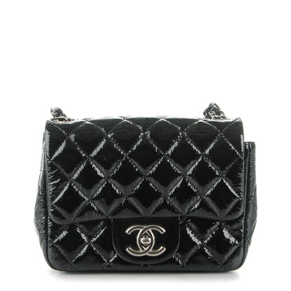 Chanel Distressed Patent Calfskin Quilted Mini Square Flap Black 1 of 8