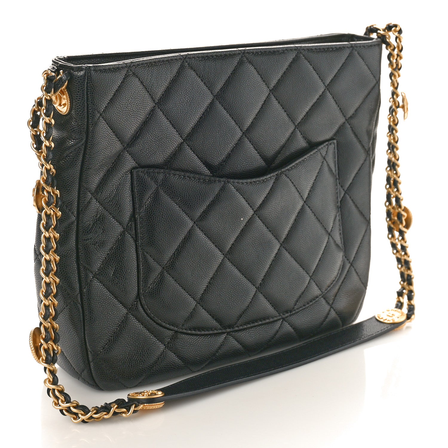 Chanel Caviar Quilted Twist Your Buttons Hobo Black 2 of 12