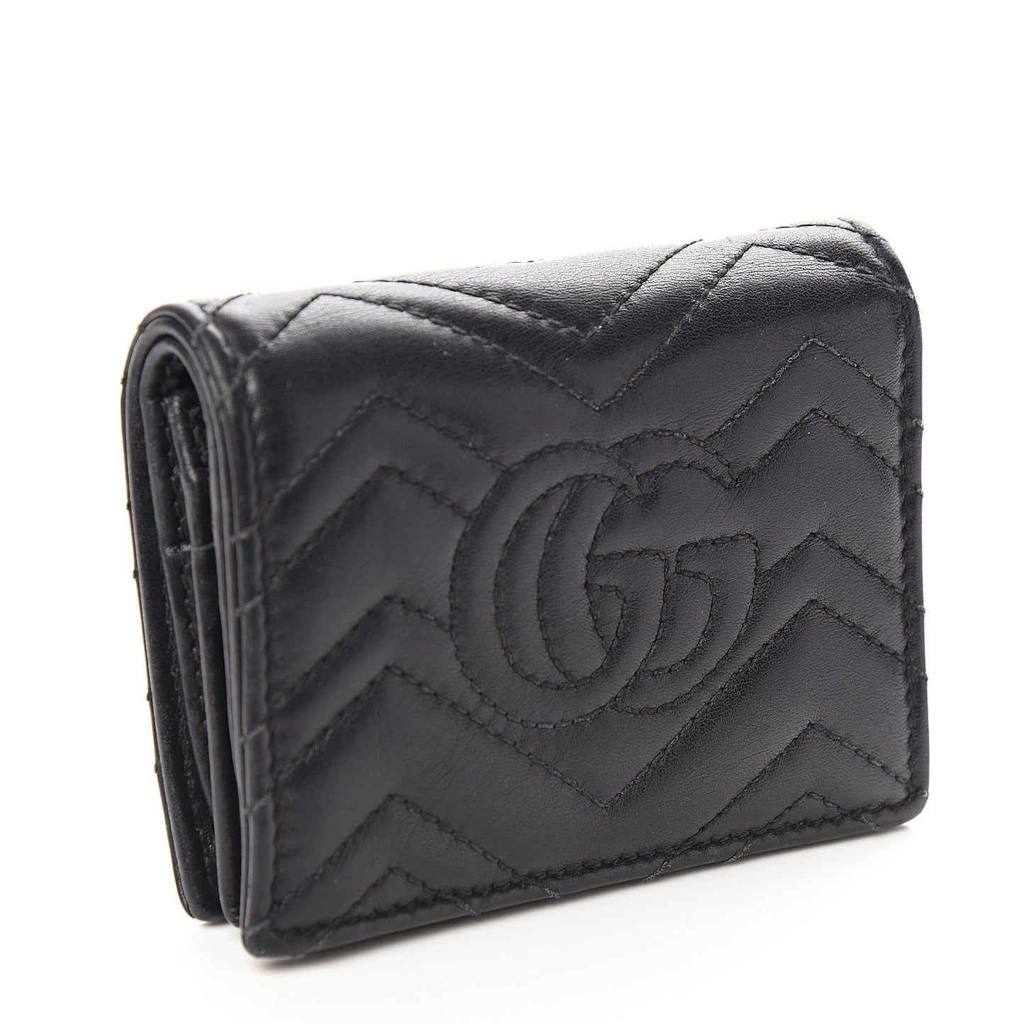 Calfskin Matelasse GG Marmont Card Case Wallet Black
