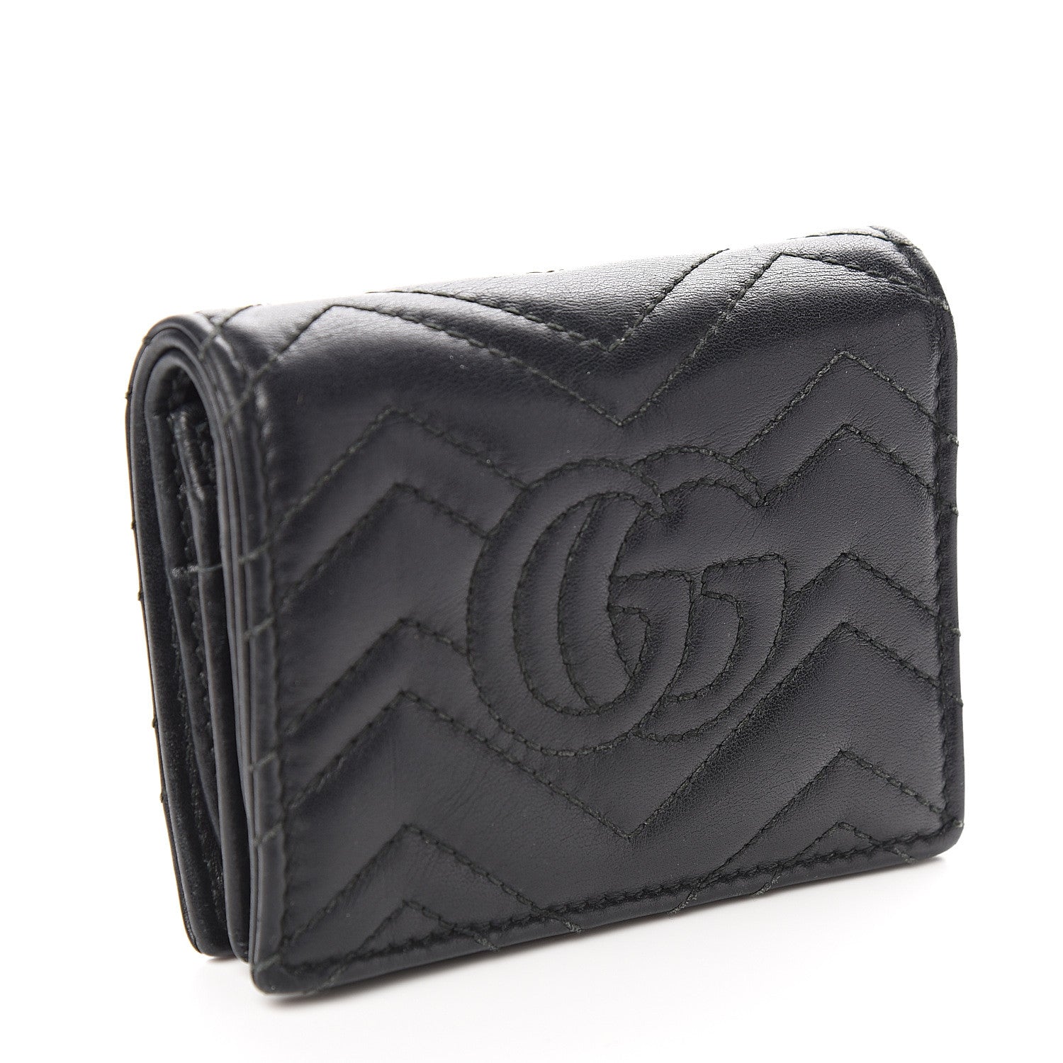Gucci Calfskin Matelasse GG Marmont Card Case Wallet Black 2 of 6