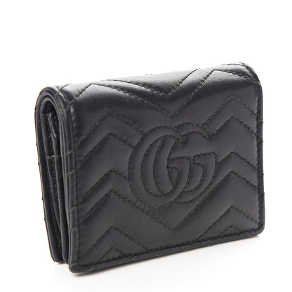 Gucci Calfskin Matelasse GG Marmont Card Case Wallet Black 2 of 6