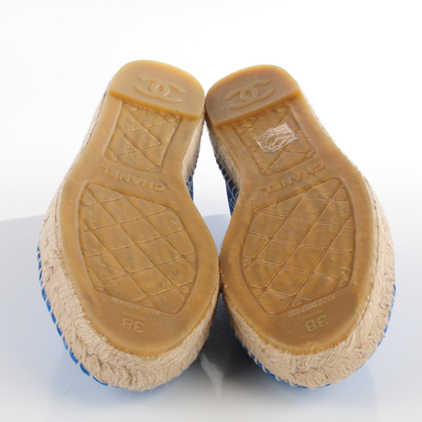 Suede Lambskin CC Espadrilles 38 Blue
