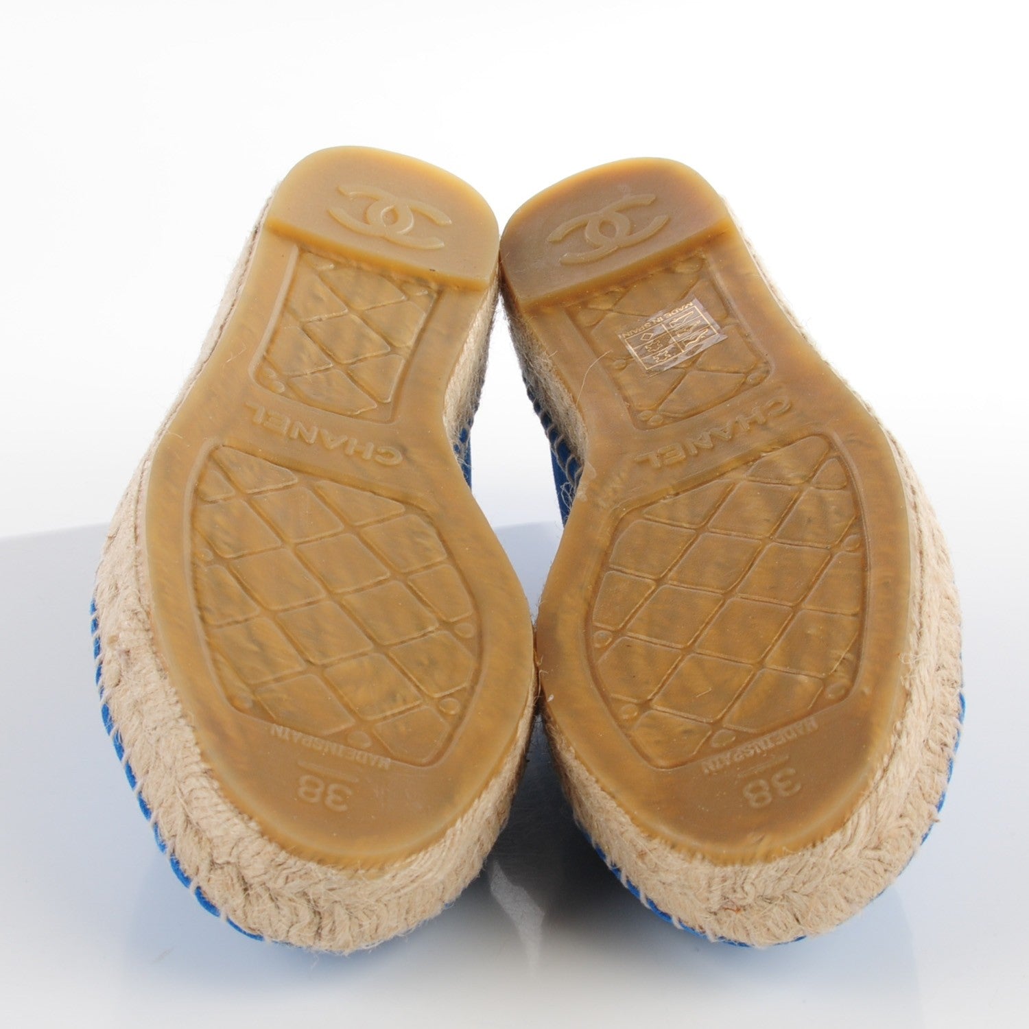 Chanel Suede Lambskin CC Espadrilles 38 Blue 11 of 18