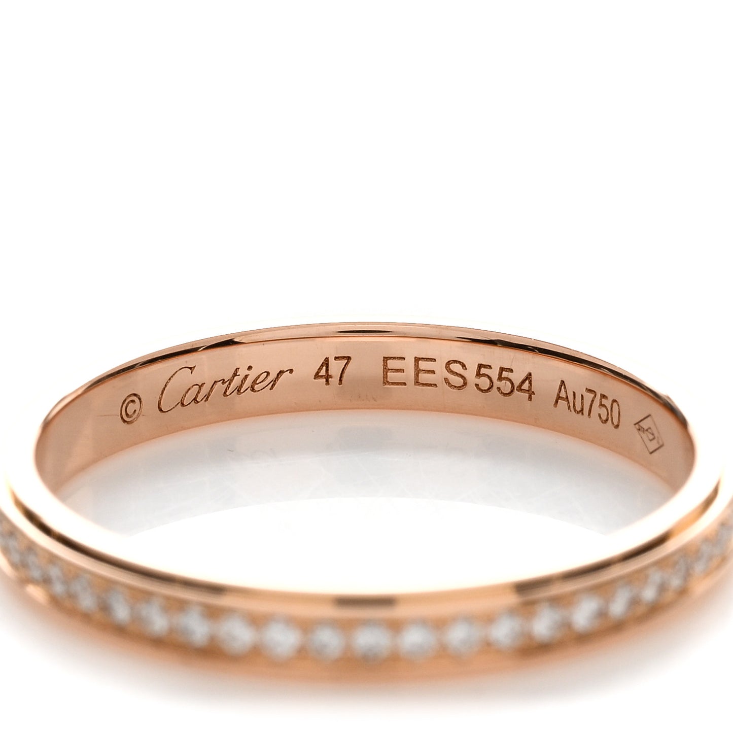 18K Pink Gold Diamond 2.3mm D'Amour Wedding Band Ring 47 4