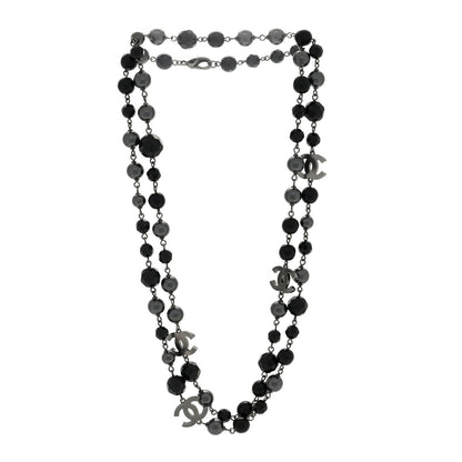 Chanel Ruthenium Pearl Beaded CC Long Necklace Black 3 of 5