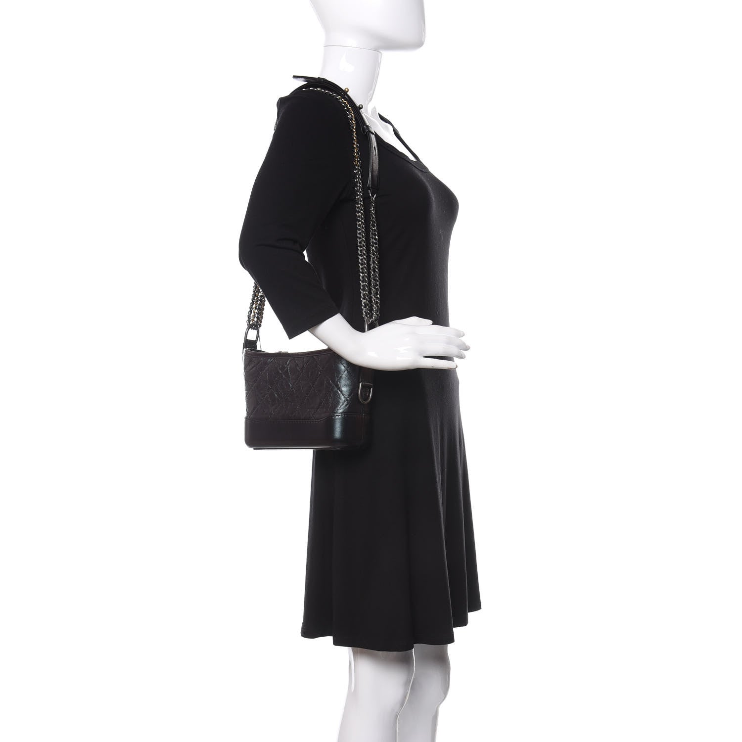 Chanel Iridescent Aged Calfskin Quilted Small Gabrielle Hobo Black 2 of 11