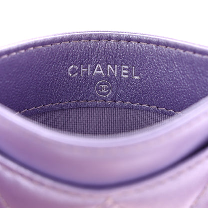 Chanel Metallic Lambskin Quilted Card Holder Light Purple 6 of 9