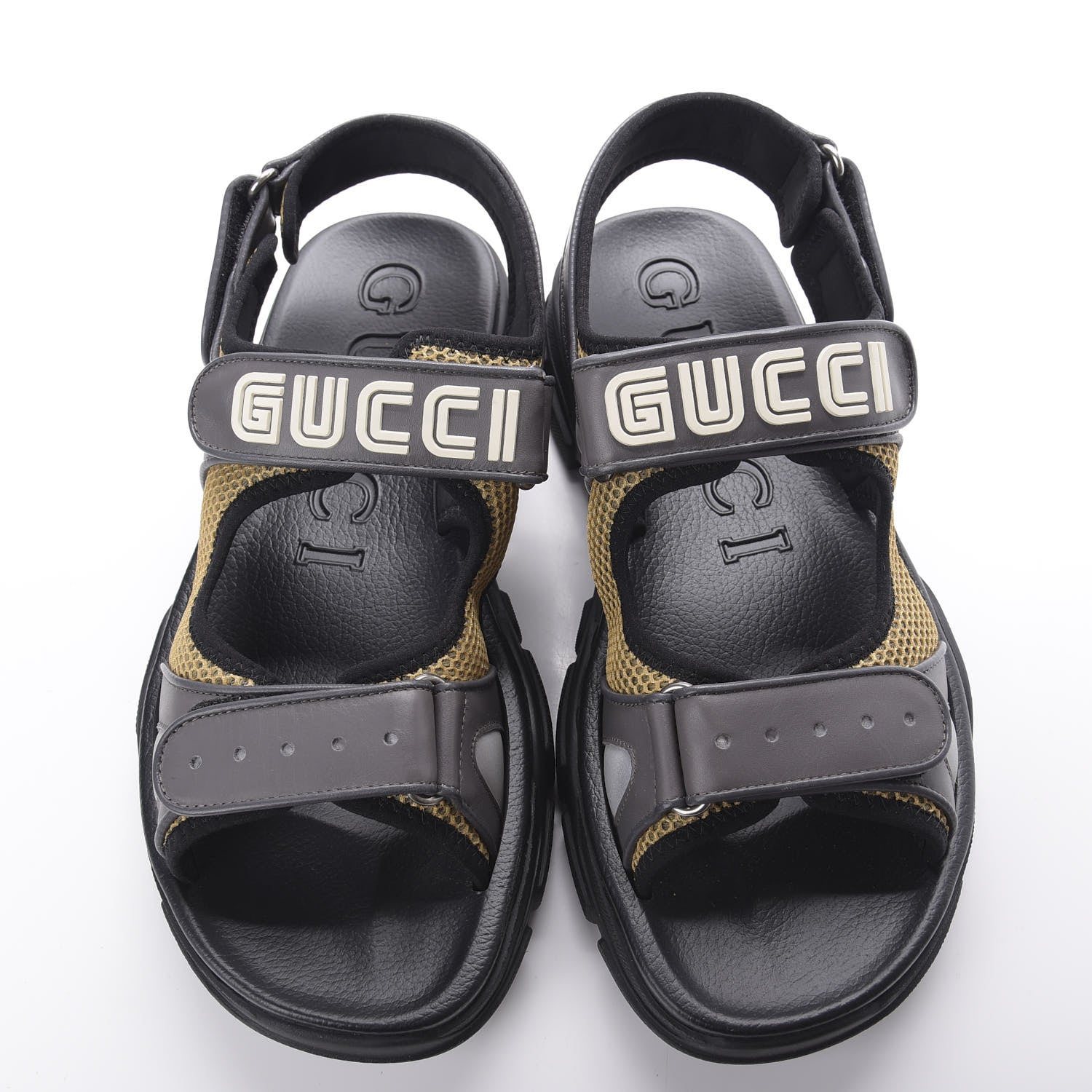 Gucci X SEGA Nappa Mesh Mens Aguru Sandals 11 Loess Black 5 of 8