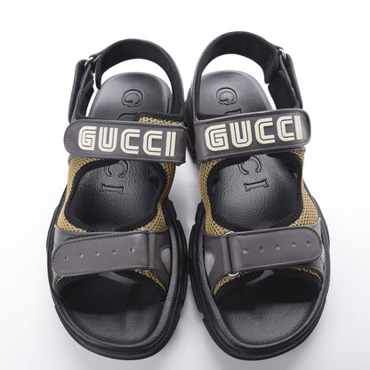Gucci X SEGA Nappa Mesh Mens Aguru Sandals 11 Loess Black 5 of 8