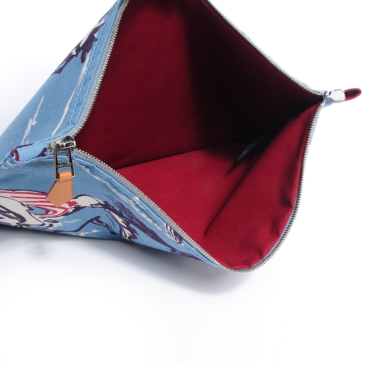 Hermes Cotton Finish Flat Equator Trousse GM Bleu 6 of 7