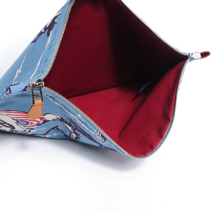 Hermes Cotton Finish Flat Equator Trousse GM Bleu 6 of 7