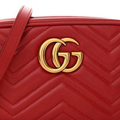 Gucci Calfskin Matelasse Small GG Marmont Chain Shoulder Bag Hibiscus Red 8 of 17