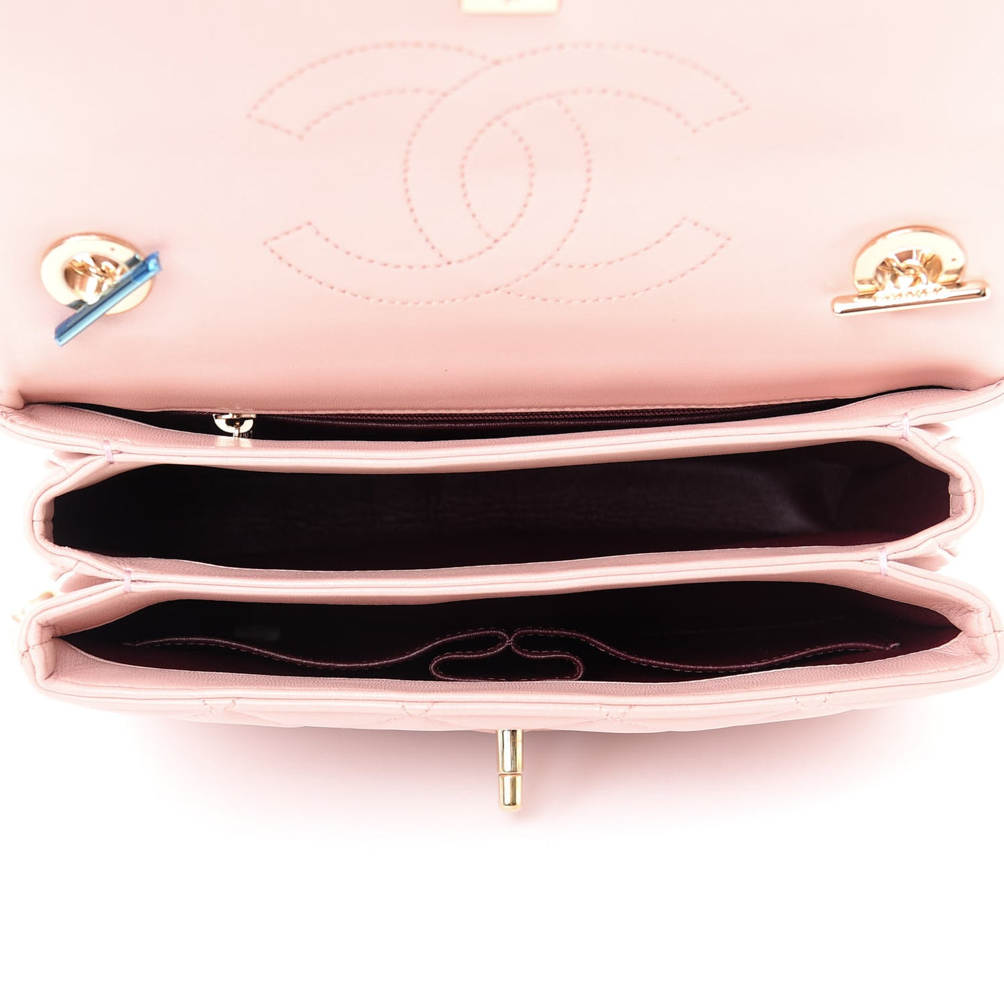 Lambskin Quilted Small Trendy CC Flap Dual Handle Bag Light Pink