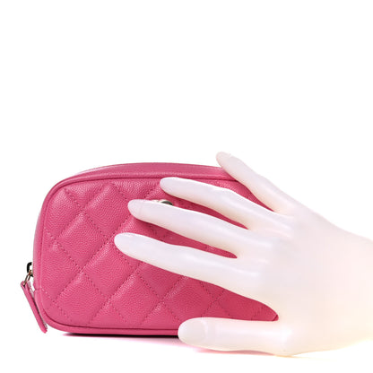 Chanel Caviar Quilted Small Curvy Pouch Cosmetic Case Pink 2 of 10