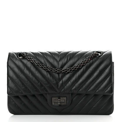 Chanel Aged Calfskin Chevron Quilted 2.55 Reissue 225 Flap So Black 1 of 10