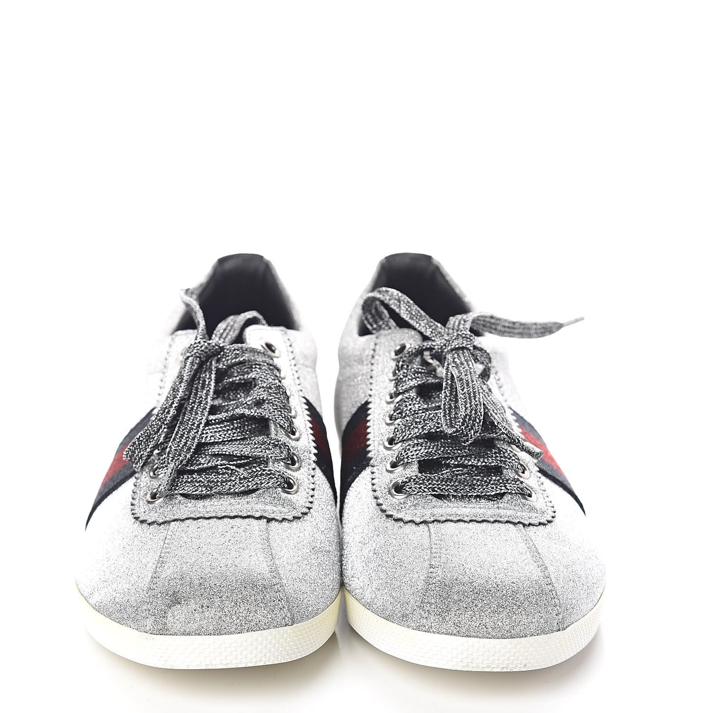 Glitter Fabric Studded Web Womens Sneakers 39.5 Silver