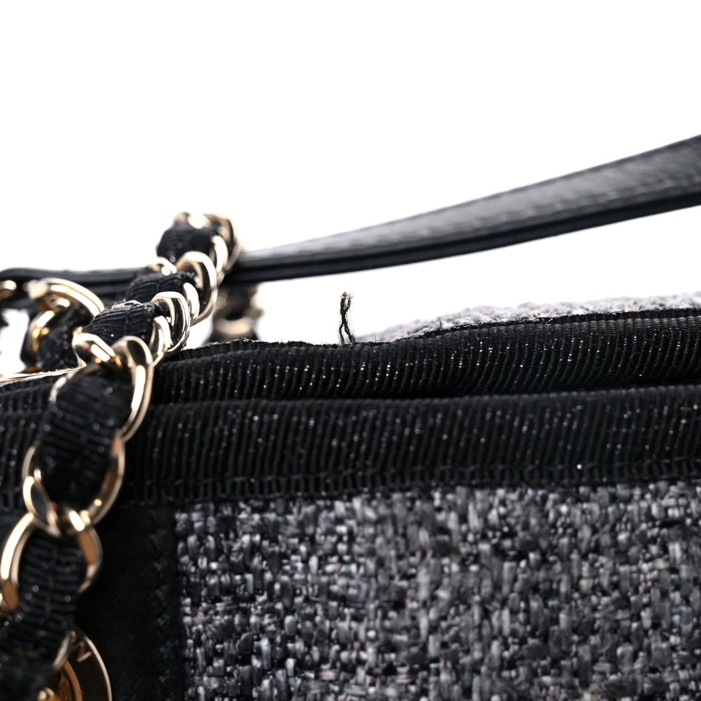 Woven Straw Raffia Small Deauville Tote Charcoal