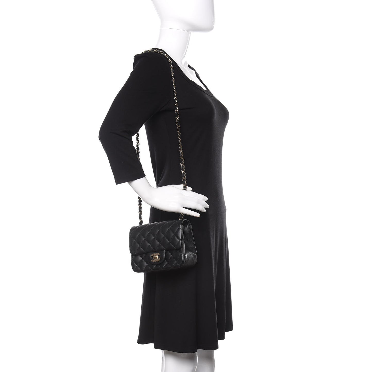 Lambskin Quilted Mini Square Flap Black