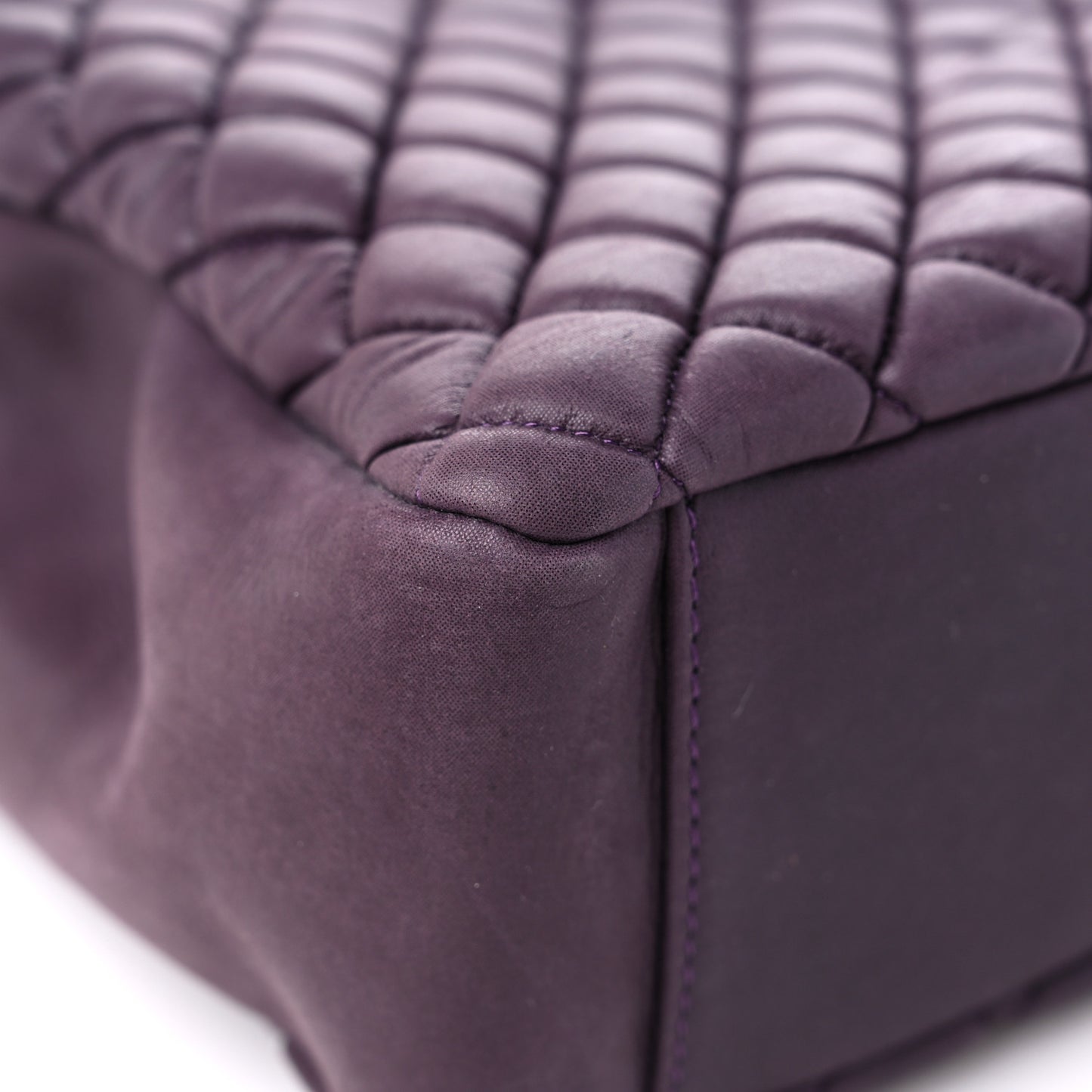 Iridescent Calfskin New Bubble Quilt Small Tote Plum